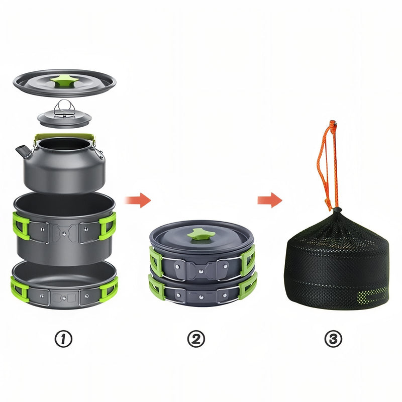2-Person Camping Cookware Set for Backpacking Meals - product view 5 | Buffalo Gears