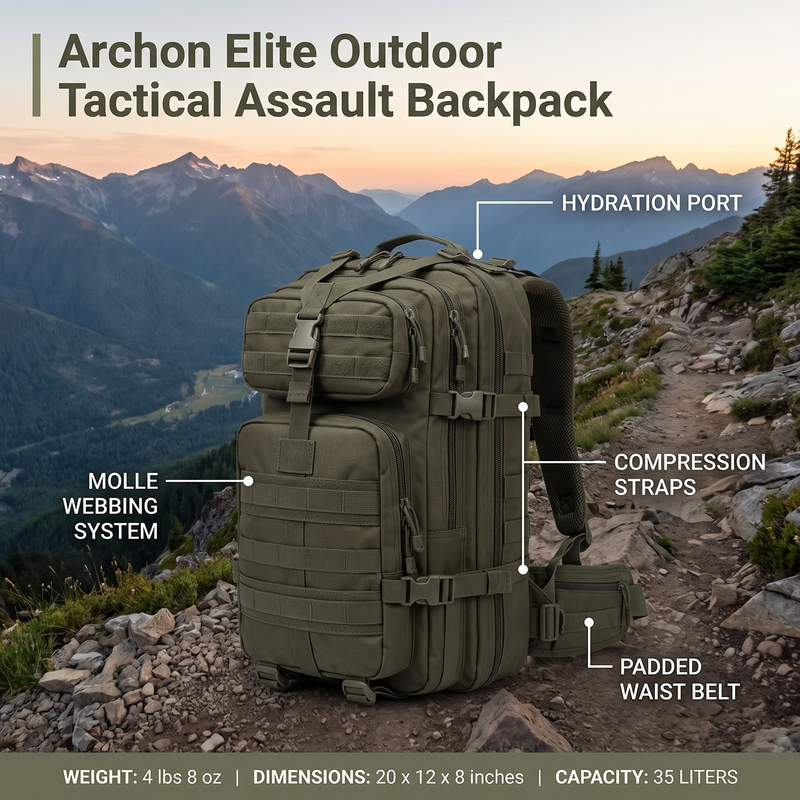 45-Litre Tactical Backpack with Full MOLLE Webbing - product view 3 | Buffalo Gears