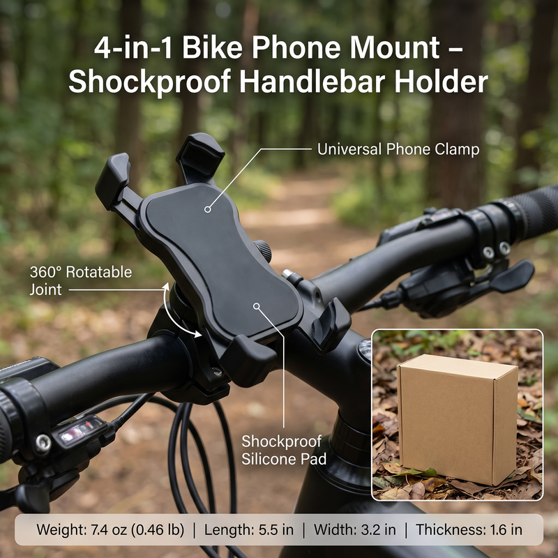 All-in-One Bike Phone Holder with Light, Bell and Power Bank - product view 3 | Buffalo Gears
