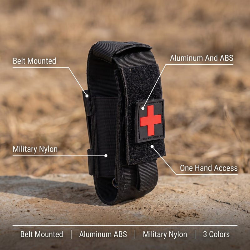 Belt-Mounted Tourniquet Pouch in Aluminium, ABS and Nylon - product view 2 | Buffalo Gears