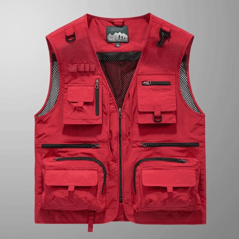 Breathable Fourteen-Pocket Utility Vest for Hiking - product view 2 | Buffalo Gears