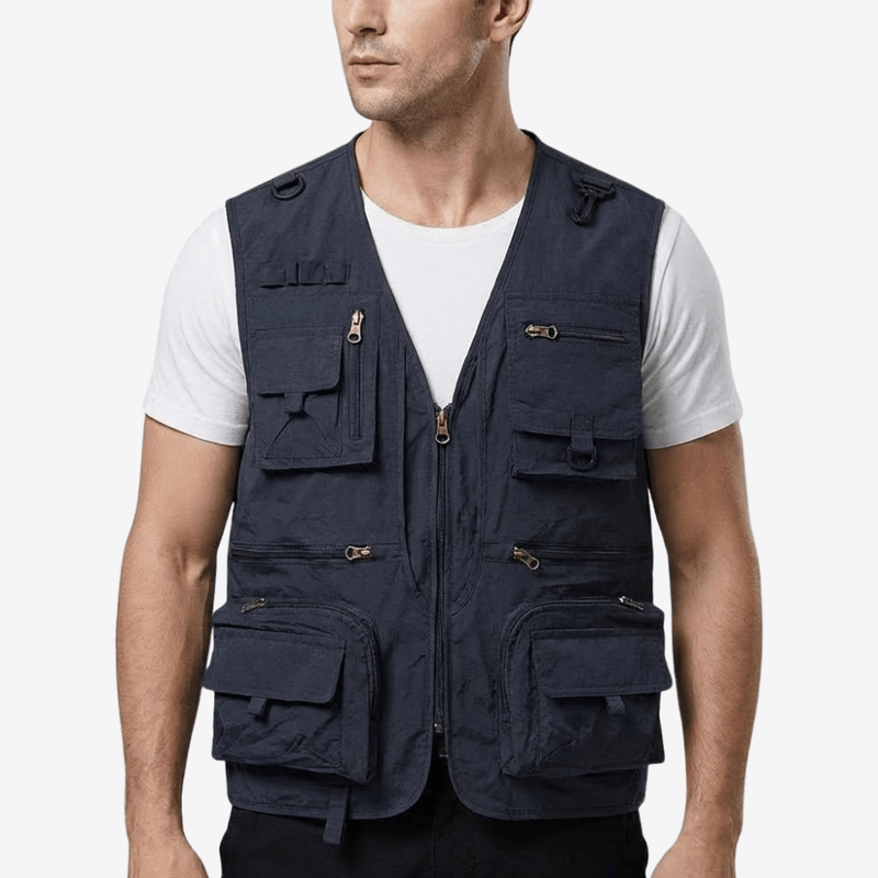 Breathable Fourteen-Pocket Utility Vest for Hiking - product view 8 | Buffalo Gears