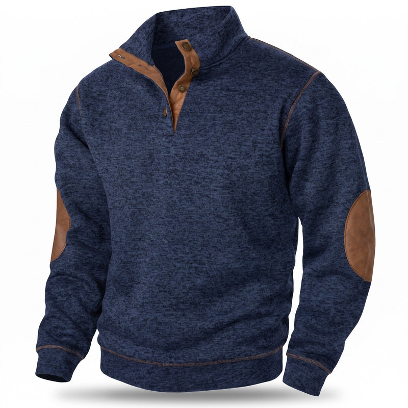 Button Neck Jumper for Men with Stand Collar - product view 5 | Buffalo Gears
