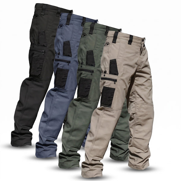 Cargo Trousers for Men with Zip Pockets, Straight Leg