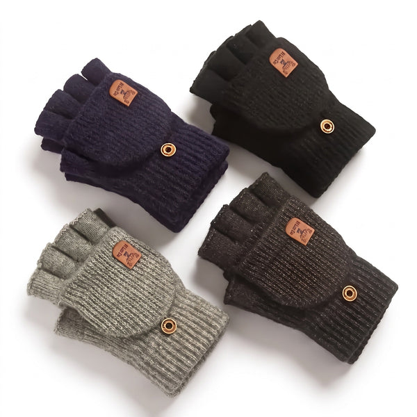 Cashmere Convertible Mittens with a Fold Back Flap