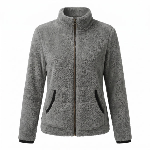 Casual Jacket for Women with Plush Trimmed Zip