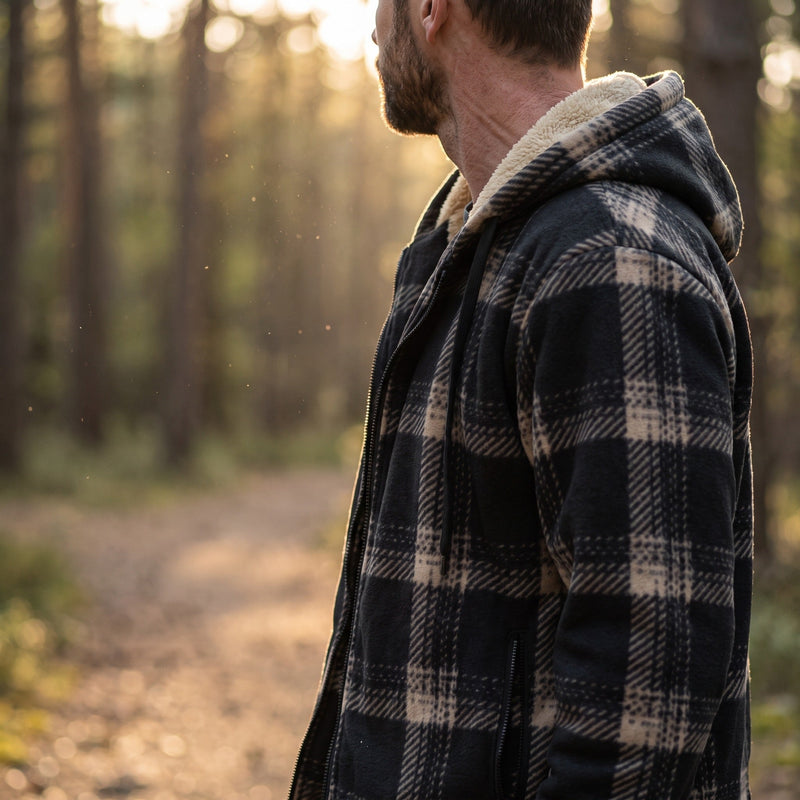 Checked Fleece Lined Jacket for Men, Baseball Cut - product view 2 | Buffalo Gears