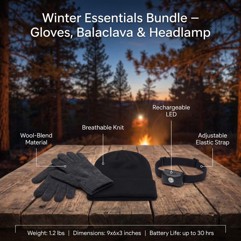 Cold-Weather Bundle with Gloves, Balaclava & Headlamp - product view 3 | Buffalo Gears