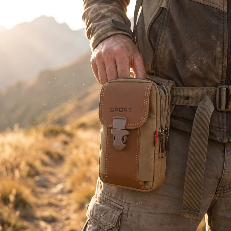 Compact Hiking Waist Pouch with Splash Resistant Zip Pockets - product view 3 | Buffalo Gears