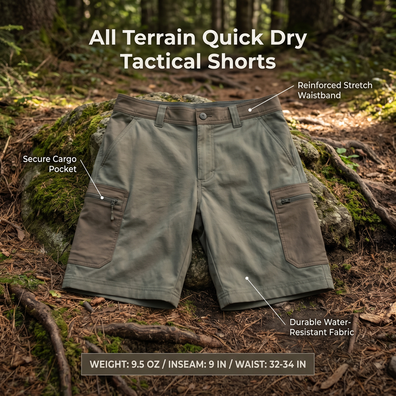 Cooling Cotton-Poly Tactical Shorts for Summer Wear - product view 3 | Buffalo Gears