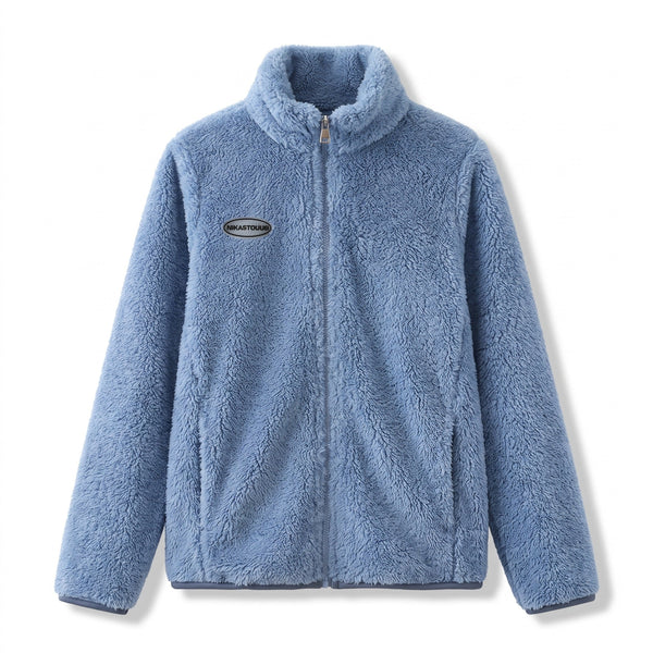 Double Faced Coral Fleece Coat for Women in Blue