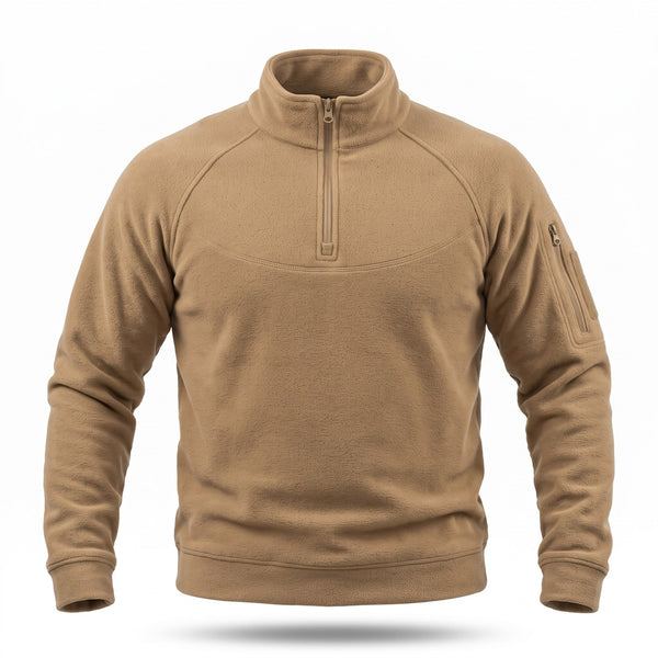 Double Faced Fleece Pullover for Men, Stand Collar