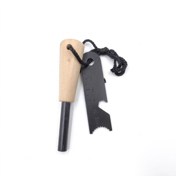 Ferro Rod Fire Starter with Shaped Wooden Handle