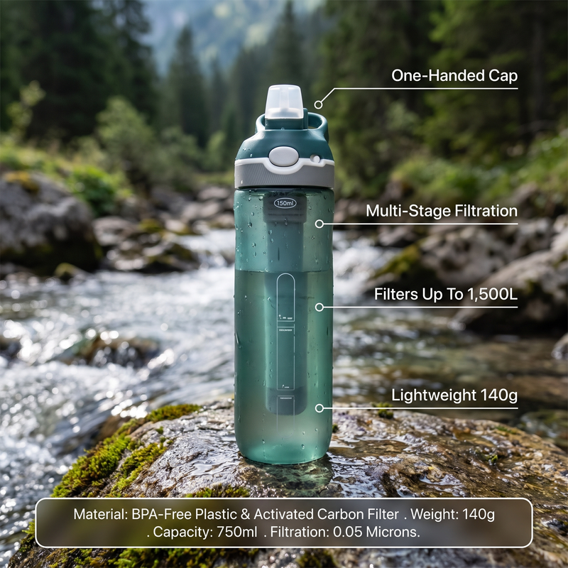 Filtering Water Bottle for Backpacking Trips - product view 2 | Buffalo Gears