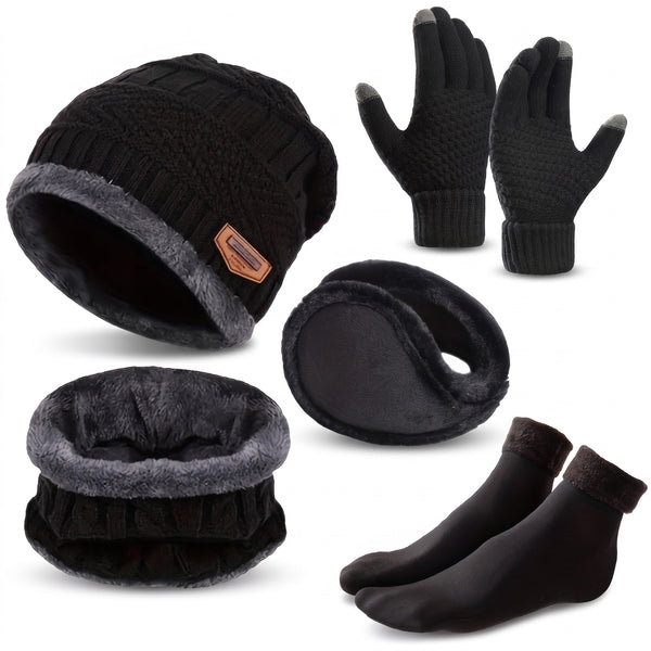 Five Piece Winter Set with Vest, Beanie, Gloves and Socks