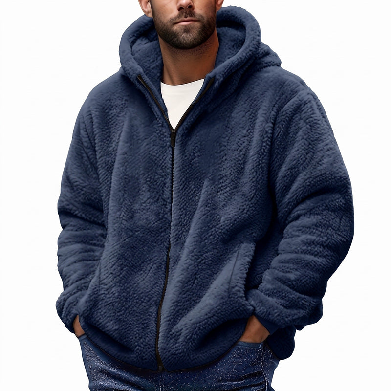 Fleece Lined Hooded Jacket for Men, Loose Sport Cut - product view 6 | Buffalo Gears