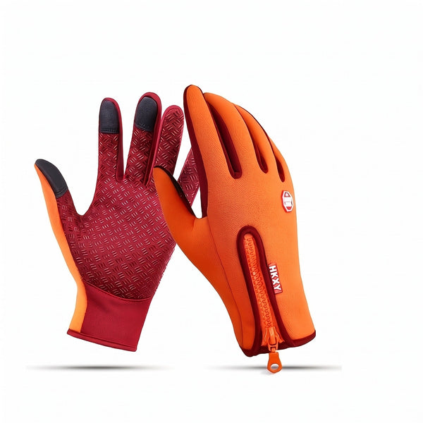 Full Finger Windproof Gloves in Bright Orange, Unisex