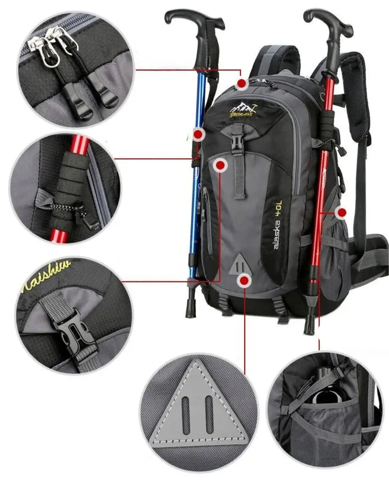 40-Litre Waterproof Hiking Backpack Lightweight Outdoor Travel Pack – product view 2 | Buffalo Gears