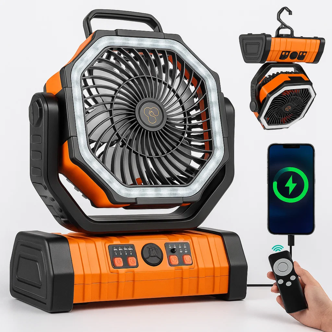 Camping Fan with Light Rechargeable 3 in 1 Compact Outdoor – product view 1 | Buffalo Gears
