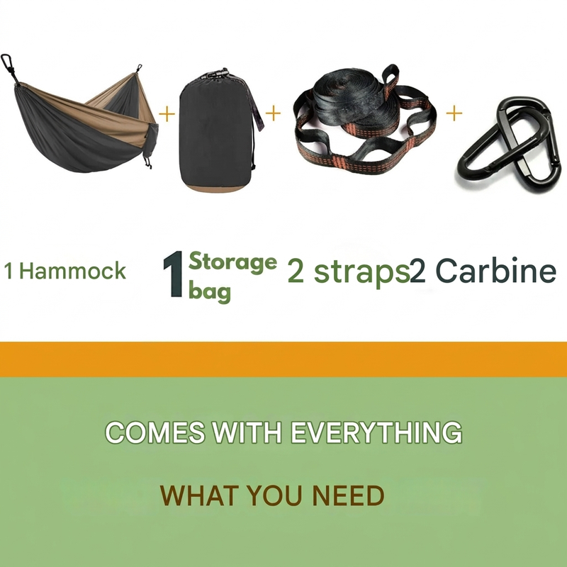 Camping Hammock XXL Lightweight Parachute Fabric Compact Outdoor – product view 2 | Buffalo Gears