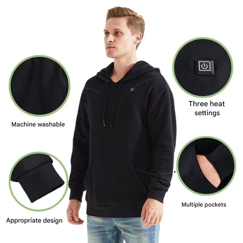Heated Hoodie USB Rechargeable Water-Resistant Winter Outdoor Jacket – product view 4 | Buffalo Gears