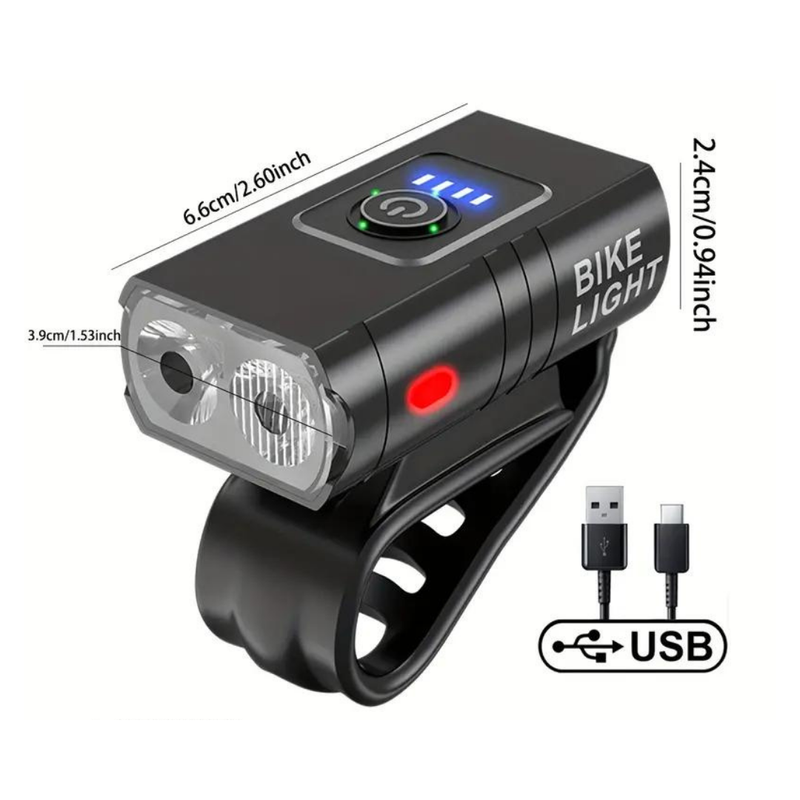 LED Bicycle Light Set USB Rechargeable 1000 Lumen Front 500 Rear – product view 3 | Buffalo Gears