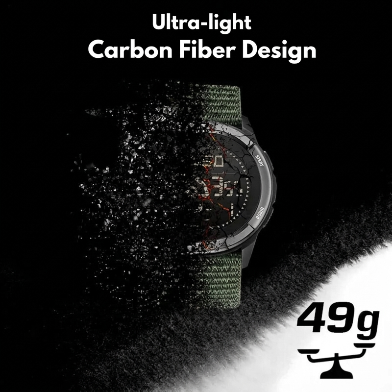 Men's Digital Outdoor Watch Water-Resistant Carbon Fibre Sports – product view 4 | Buffalo Gears