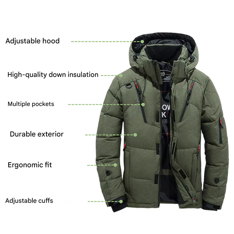Men's Down Jacket Water-Resistant Wind-Resistant Winter Insulated Coat – product view 7 | Buffalo Gears