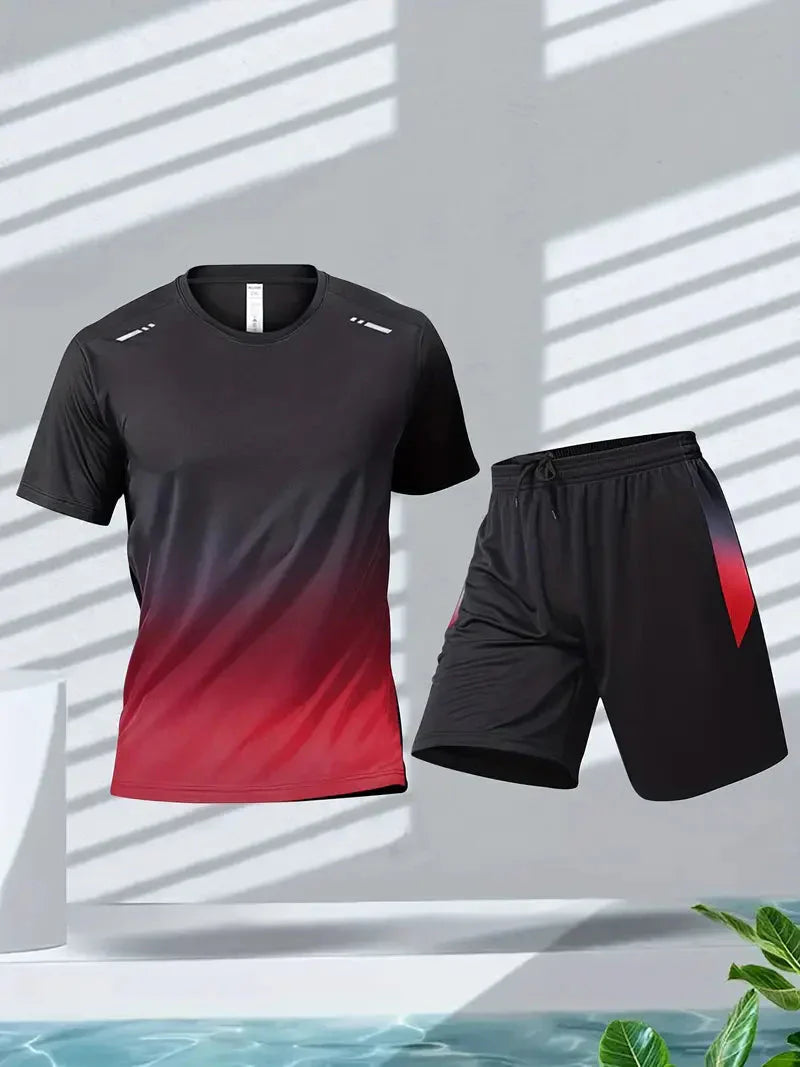 Men's Two-Piece Sports Set Quick-Drying Workout T Shirt and Shorts – product view 3 | Buffalo Gears