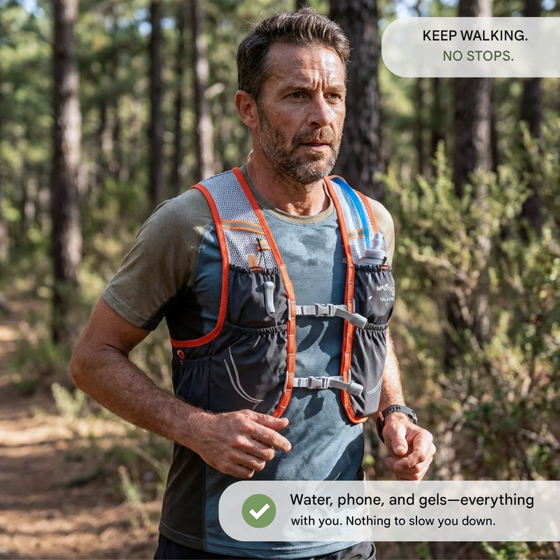 Trail Running Vest with Soft Flask Hydration Backpack Unisex – product view 3 | Buffalo Gears