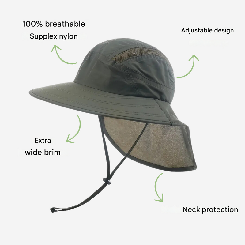 Wide Brim Sun Hat Neck Flap UV-Protection Lightweight Outdoor – product view 3 | Buffalo Gears