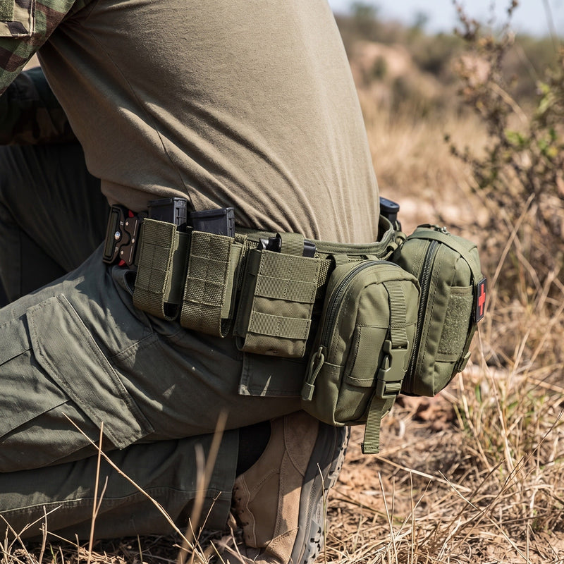 Green Military Duty Belt with MOLLE Attachment and Cobra Buckle - product view 5 | Buffalo Gears