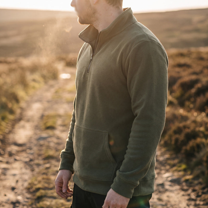 Half Zip Fleece Sweatshirt for Men, Loose Outdoor Cut - product view 2 | Buffalo Gears