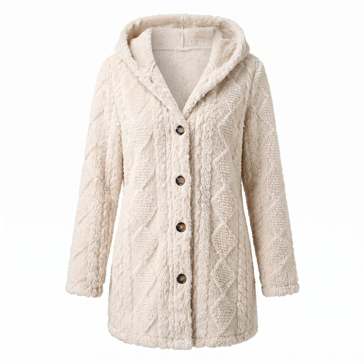 Hooded Teddy Coat for Women with Diamond Worked Pile - product view 1 | Buffalo Gears
