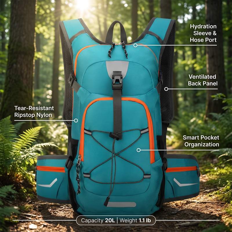 Hydration Ready Trail Daypack for Hiking and Biking - product view 2 | Buffalo Gears