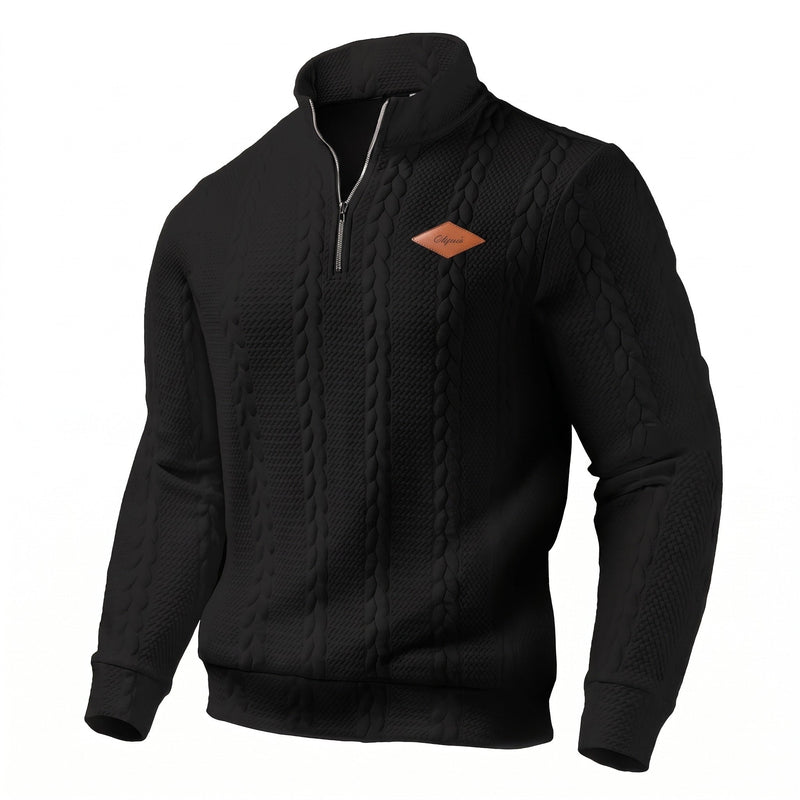 Jacquard Knit Jumper for Men with Half Zip Neck - product view 6 | Buffalo Gears