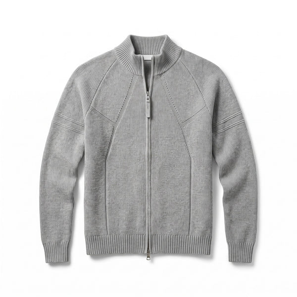 Knit Cardigan for Men with Raglan Sleeves and Full Zip