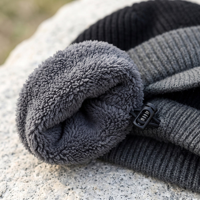 Knitted Beanie with Brim, Ear Flaps and Fleece Lining - product view 4 | Buffalo Gears