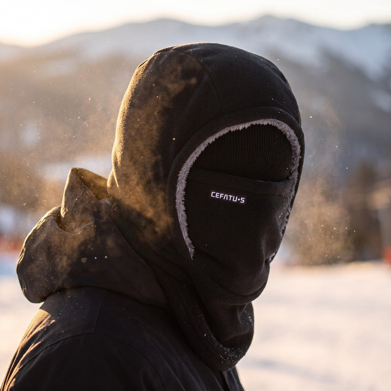 Knitted Winter Hood with Neck Coverage and Face Cover - product view 3 | Buffalo Gears