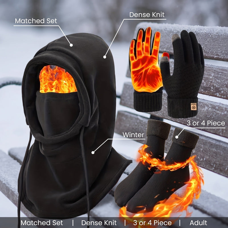 Knitted Winter Set with Beanie, Scarf and Gloves - product view 2 | Buffalo Gears