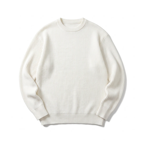Loose Ribbed Knit Tee for Men, Long Sleeve