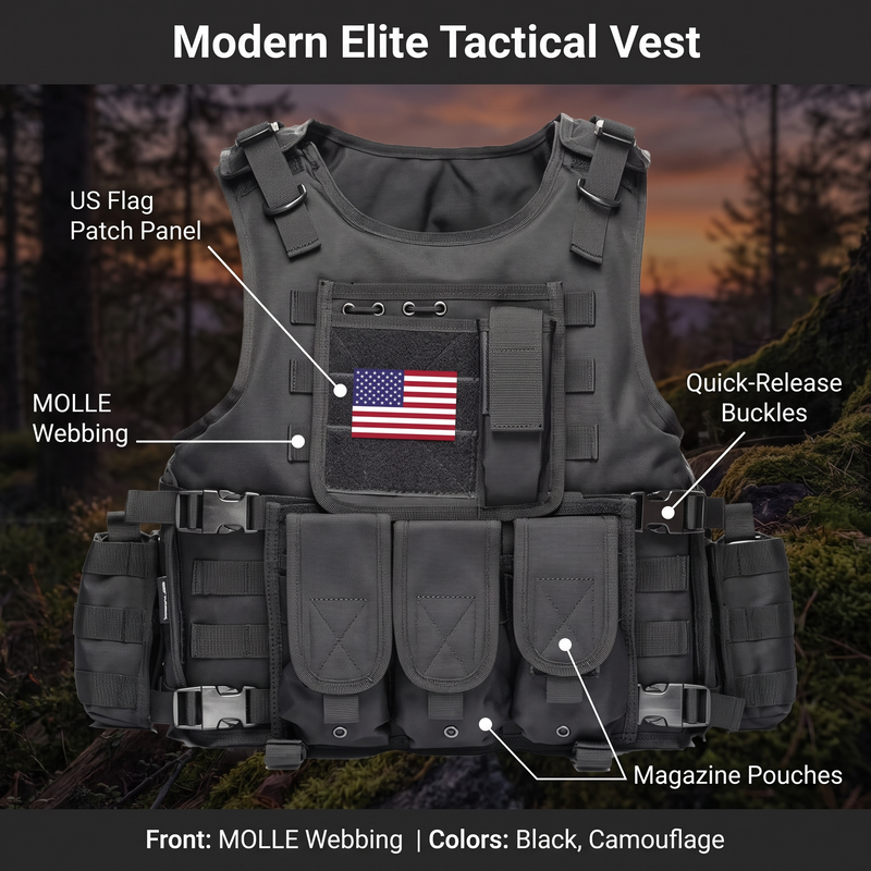Men's Breathable Molle Chest Rig with Adjustable Fit - product view 3 | Buffalo Gears
