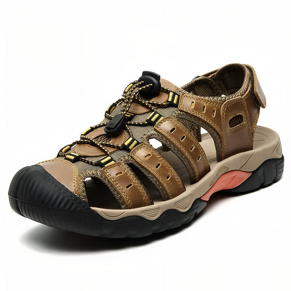 Men's Closed-Toe Leather Trail Sandals for Summer Hikes