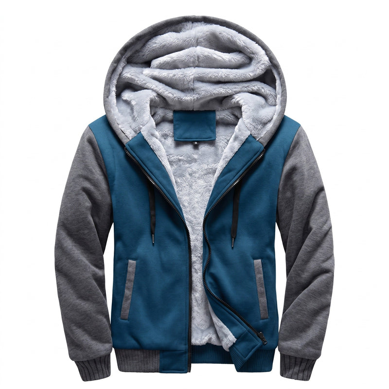 Men's Colour Block Fleece Jacket with Built In Hood - product view 9 | Buffalo Gears