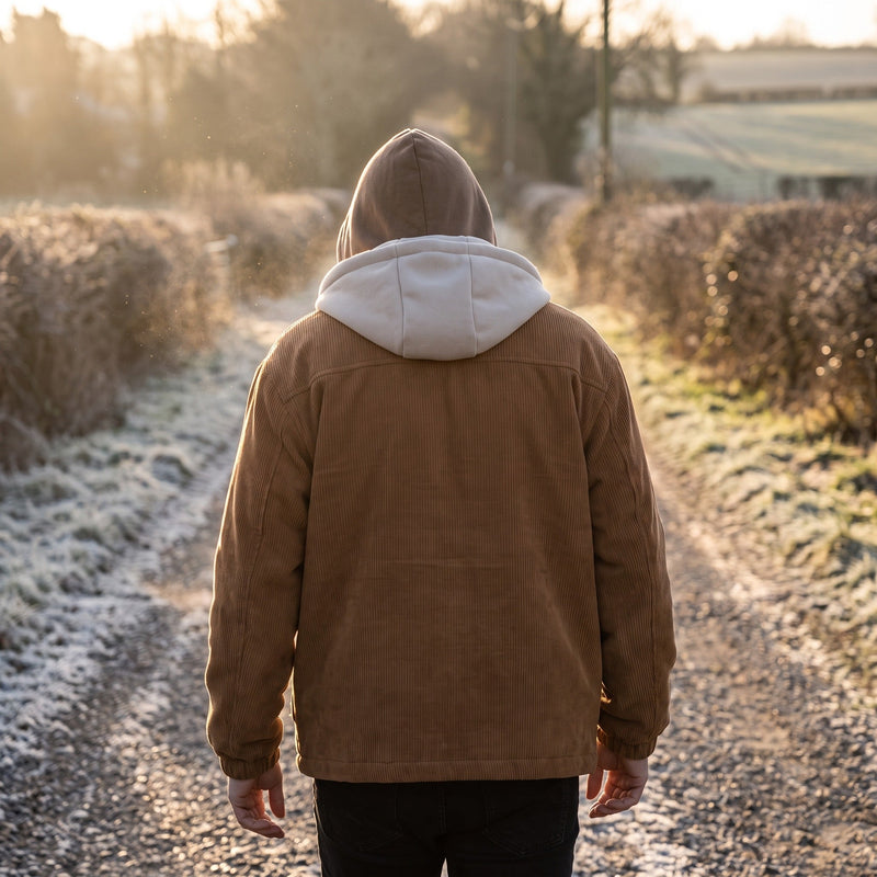 Men's Corduroy Winter Jacket with Insulated Lining and Hood - product view 3 | Buffalo Gears