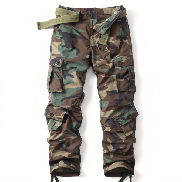 Men's Cotton Blend Cargo Work Trousers with Deep Pockets