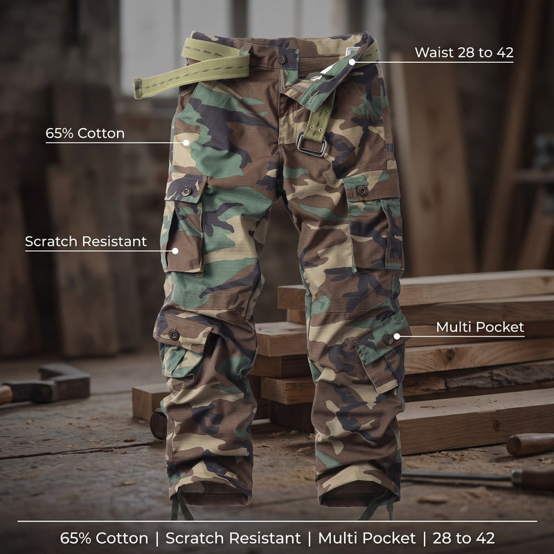 Men's Cotton Blend Cargo Work Trousers with Deep Pockets - product view 2 | Buffalo Gears