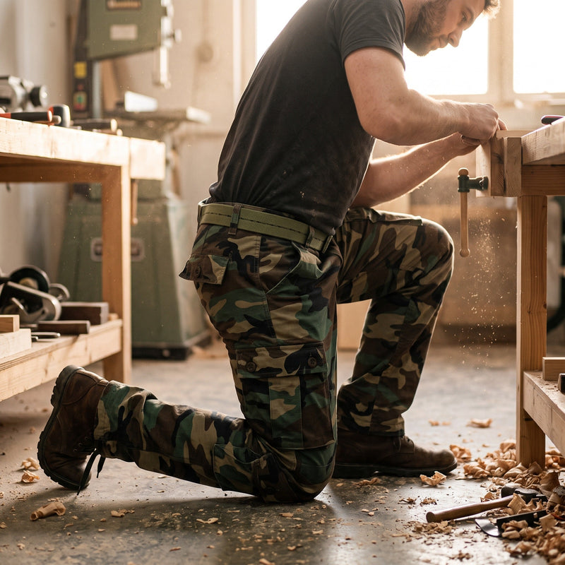 Men's Cotton Blend Cargo Work Trousers with Deep Pockets - product view 3 | Buffalo Gears
