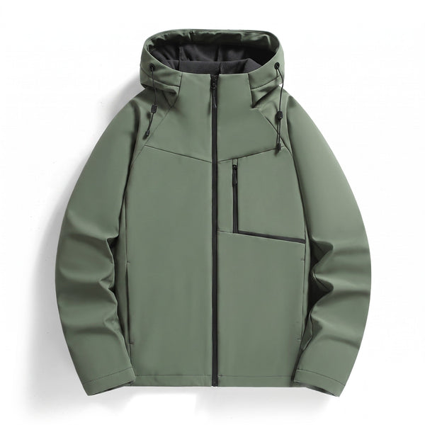 Men's Fleece Lined Hooded Jacket for Wind and Rain