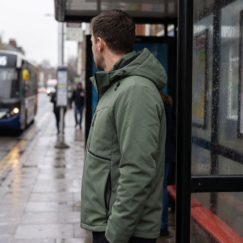 Men's Fleece Lined Hooded Jacket for Wind and Rain - product view 5 | Buffalo Gears
